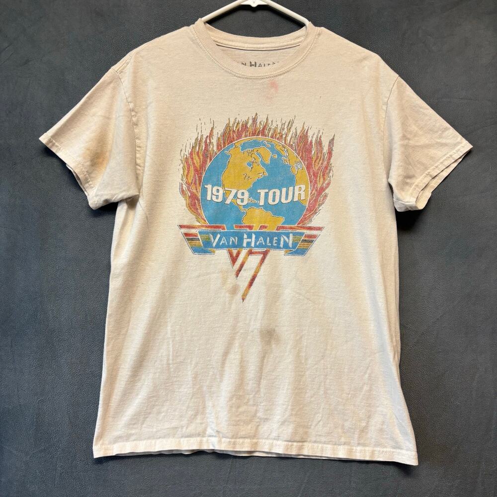 Thrashed Van Halen 1979 Tour Tee Vintage Style Distressed Band Shirt Double Side
